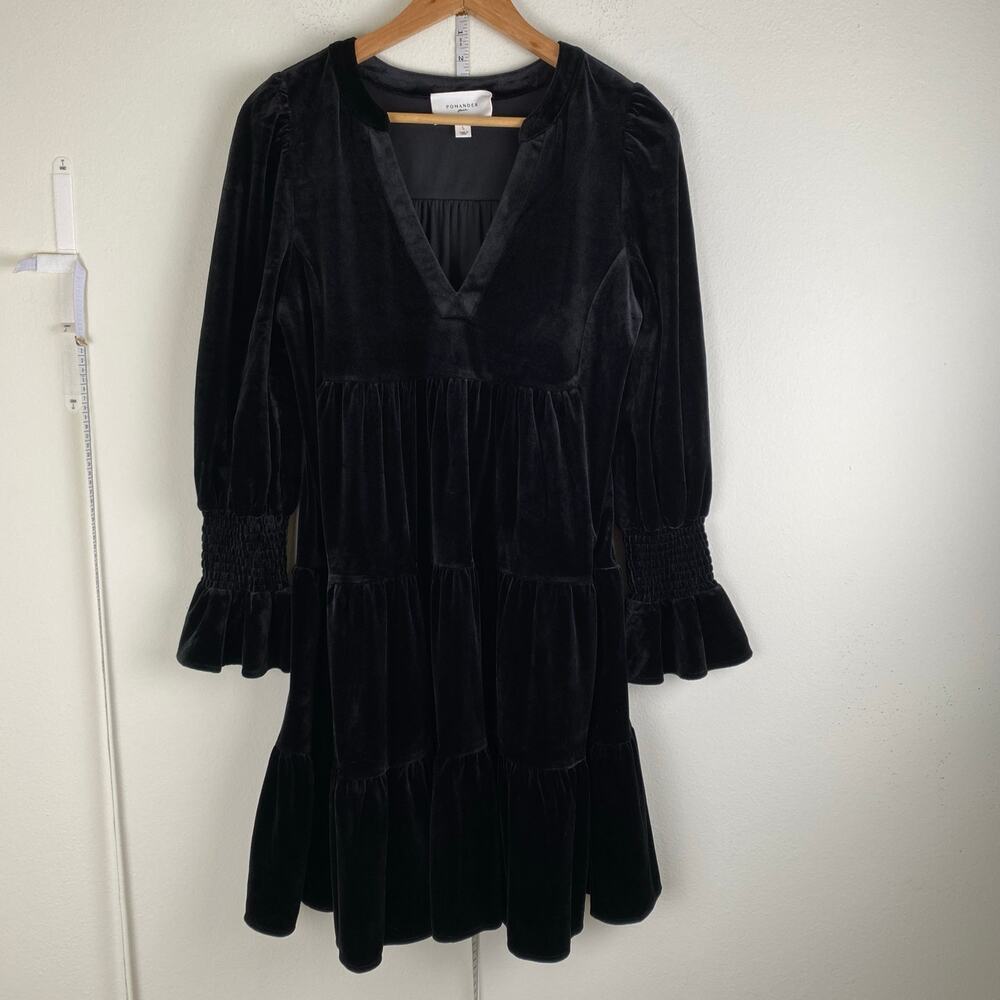 Tuckernuck Pomander Place Kenzo Black Velvet Mini Dress L - Picture 7 of 14